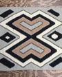 The full view of the Navajo Eye Dazzler Saddle Blanket, circa 1940s.