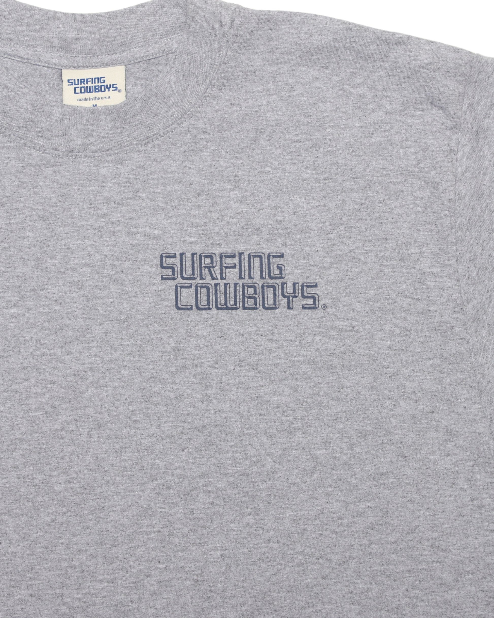 New Surfing Cowboys Logo Heather Grey Back Front Up