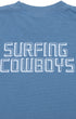 New Surfing Cowboys Logo Washed Blue Back Close Up