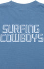 New Surfing Cowboys Logo Washed Blue Back Close Up