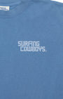 New Surfing Cowboys Logo Washed Blue Front Close Up