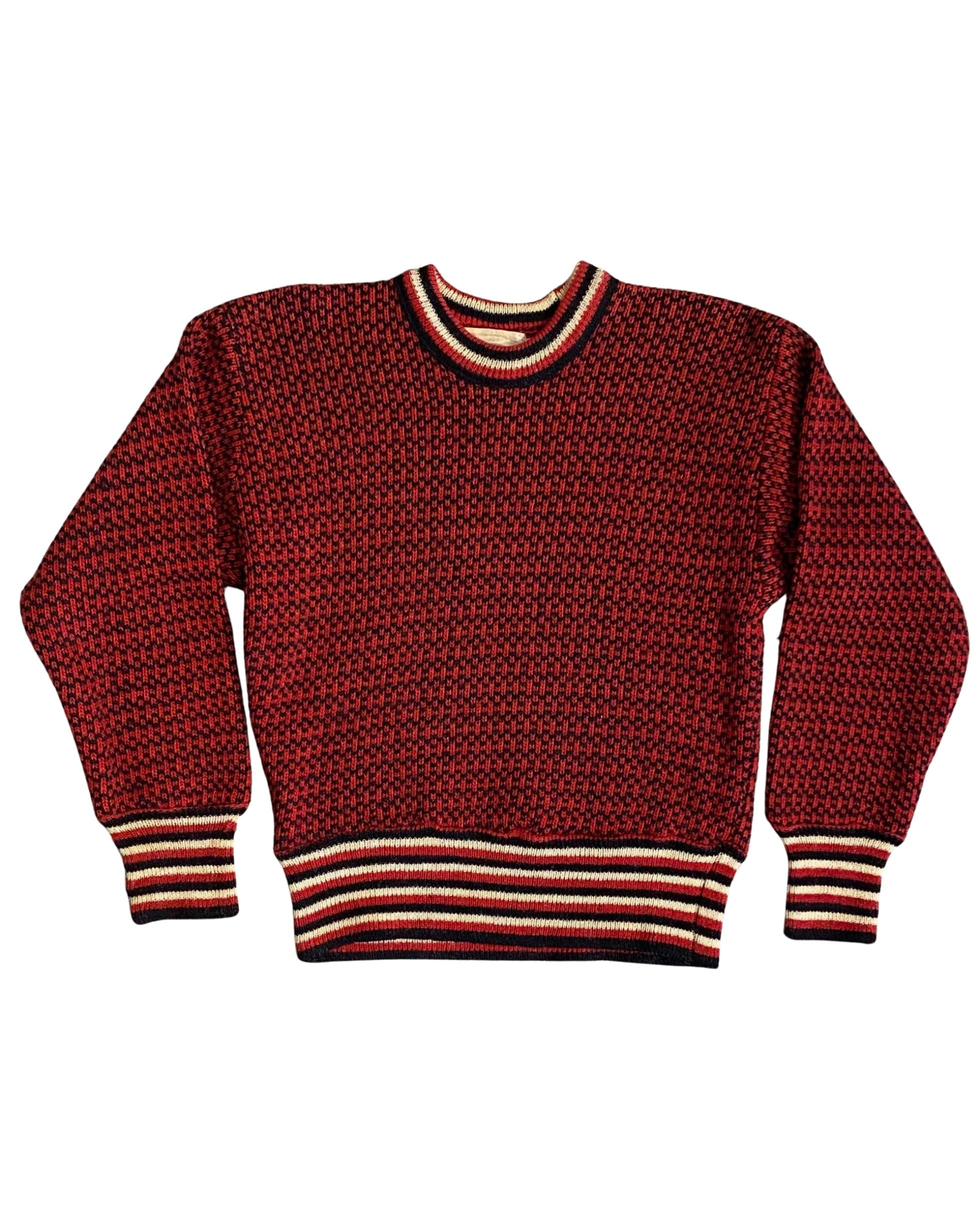 Norwegian Wool Sweater Red + Black 1960s – Small