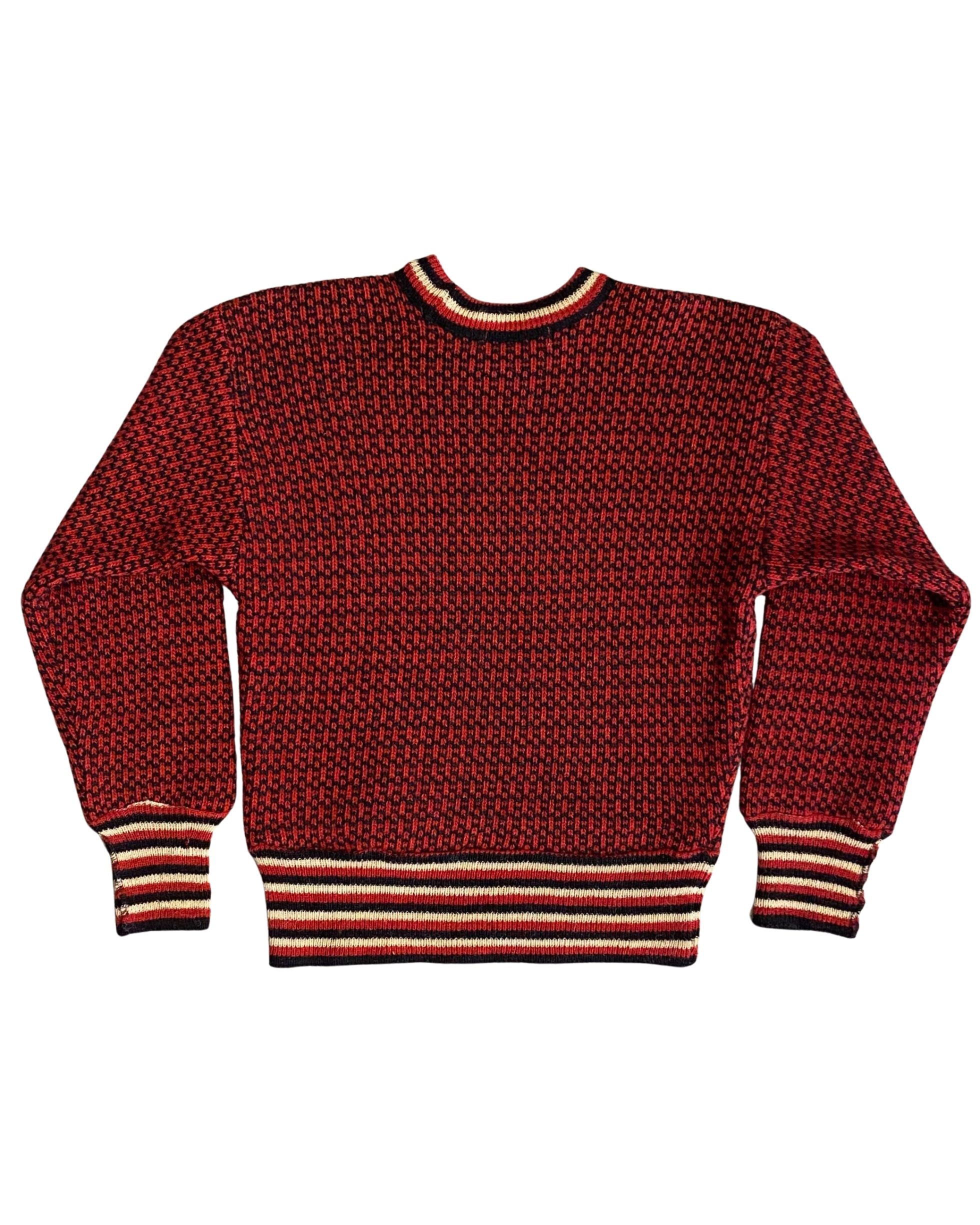Norwegian Wool Sweater Red + Black 1960s – Small