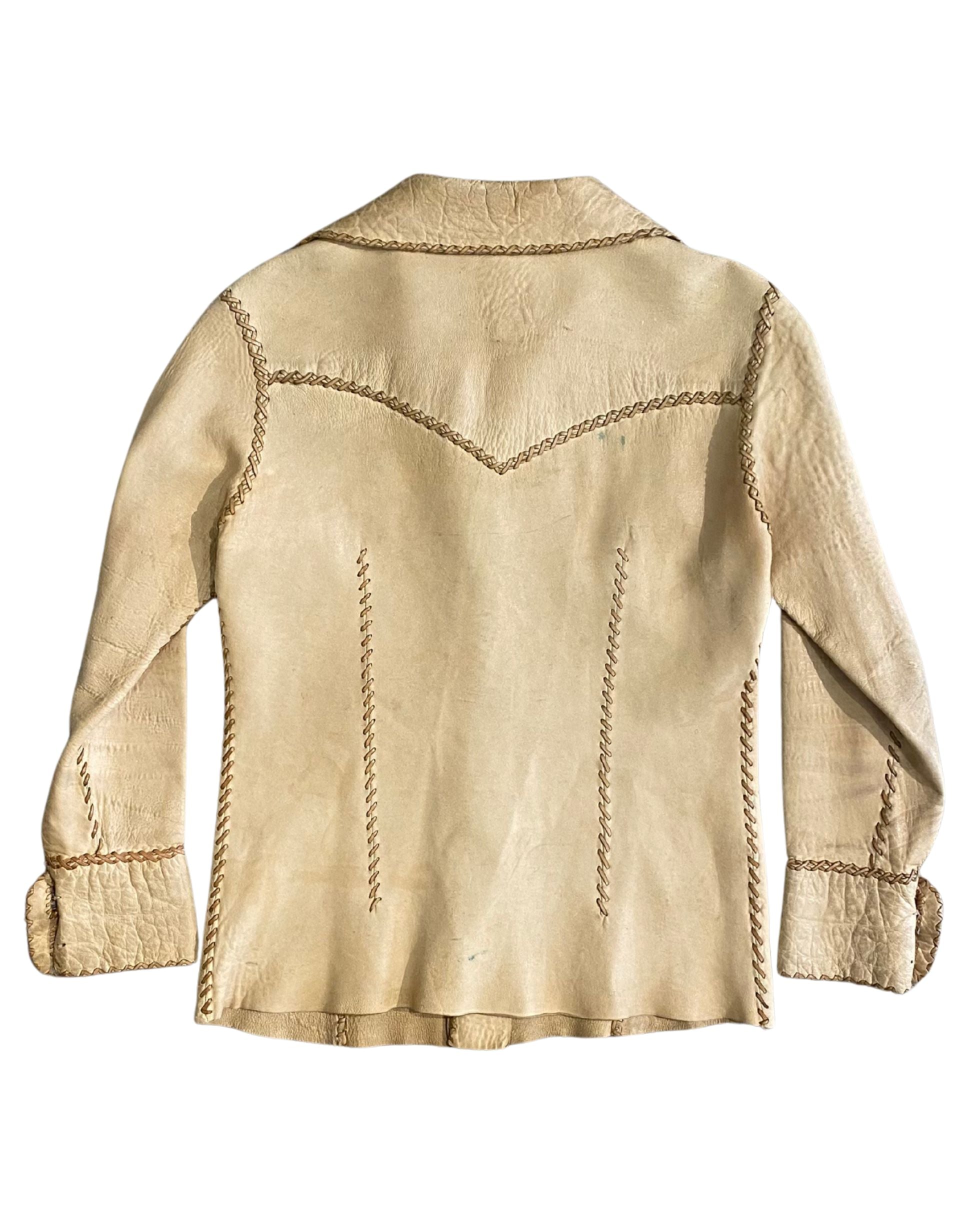 1970s North Beach Leather Buckskin Shirt-Jacket – 42 – Surfing Cowboys