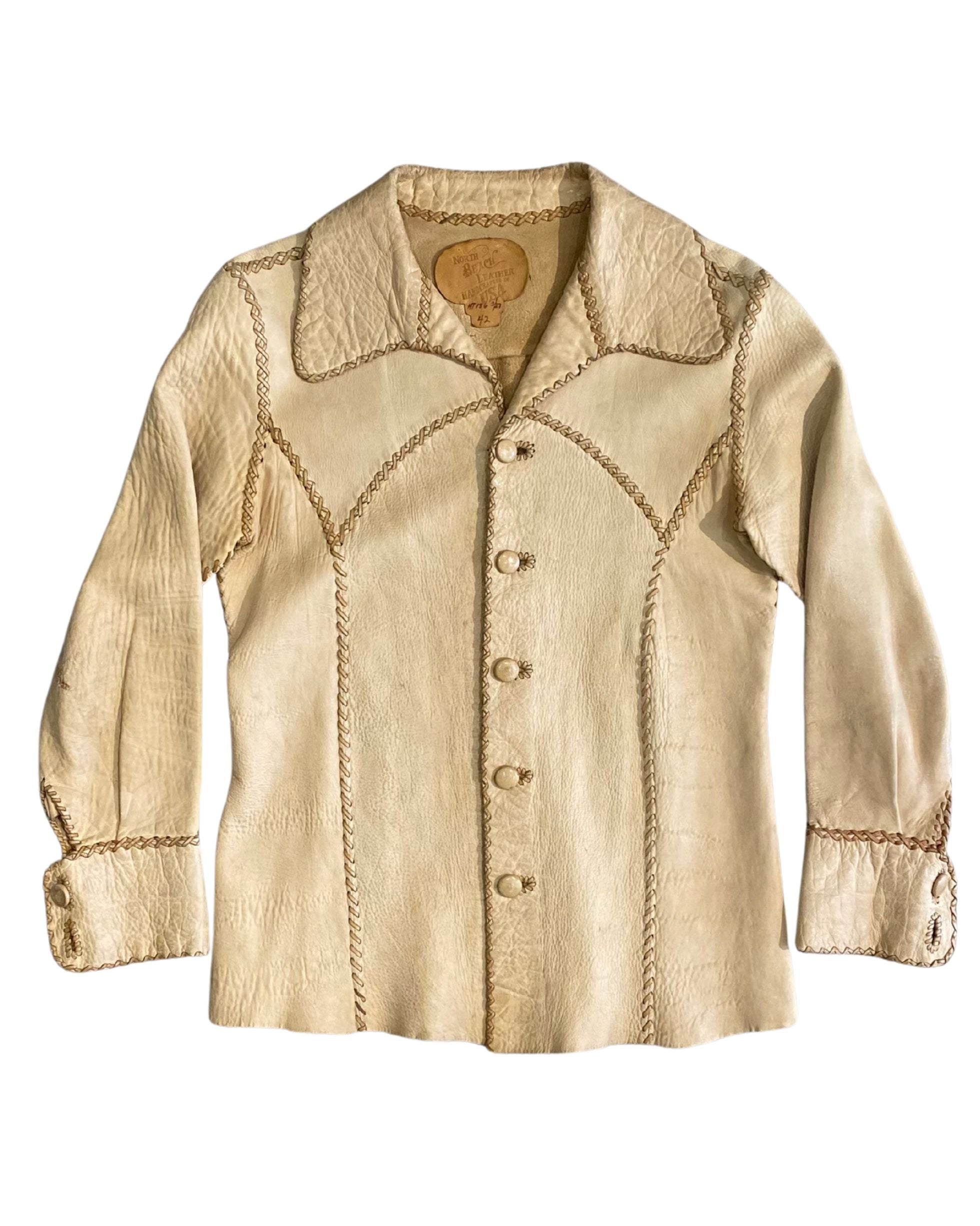 1970s North Beach Leather Buckskin Shirt-Jacket – 42 – Surfing Cowboys