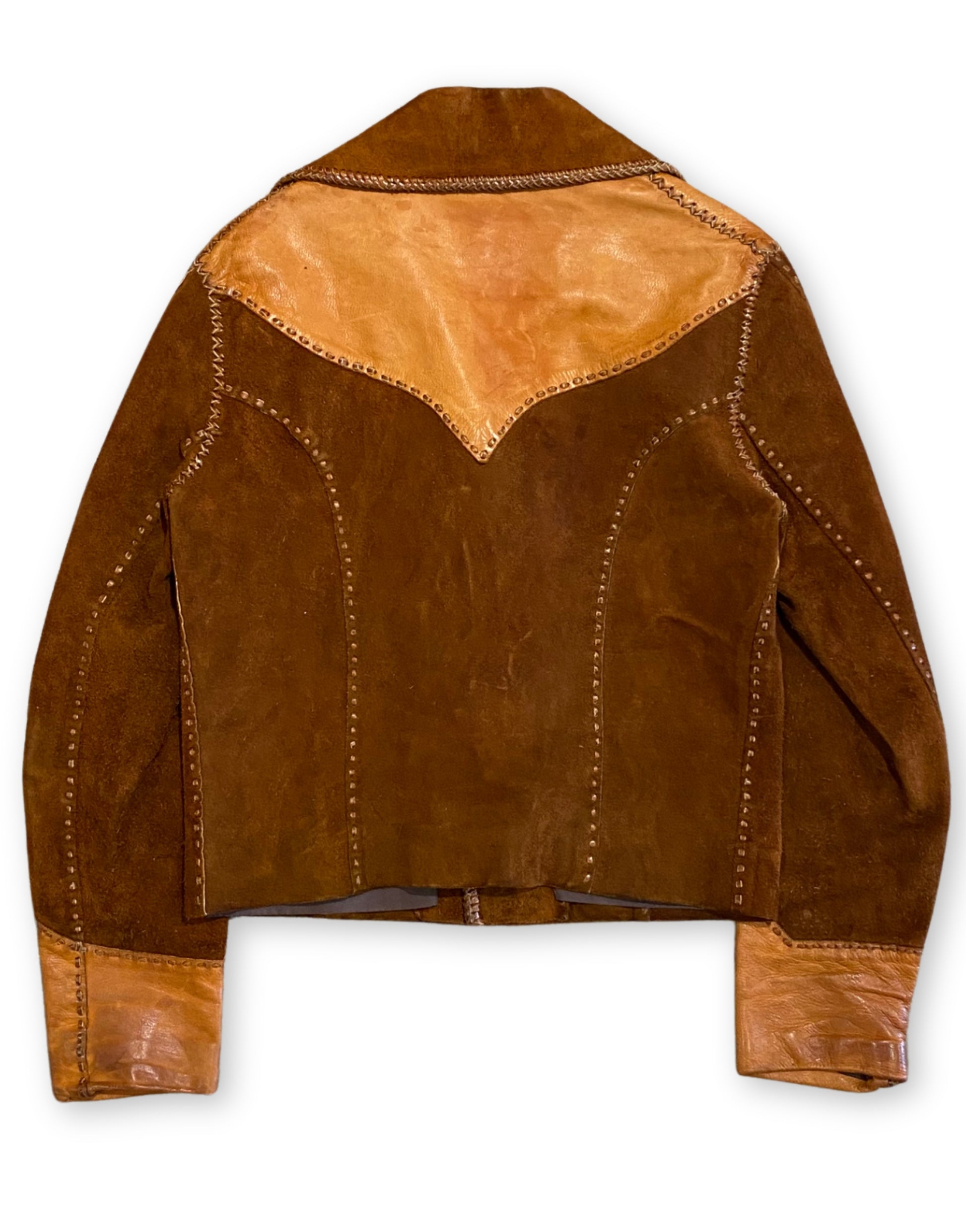 North Beach Leather 1970s Vintage Brown Suede + Leather Jacket -  Small - USA