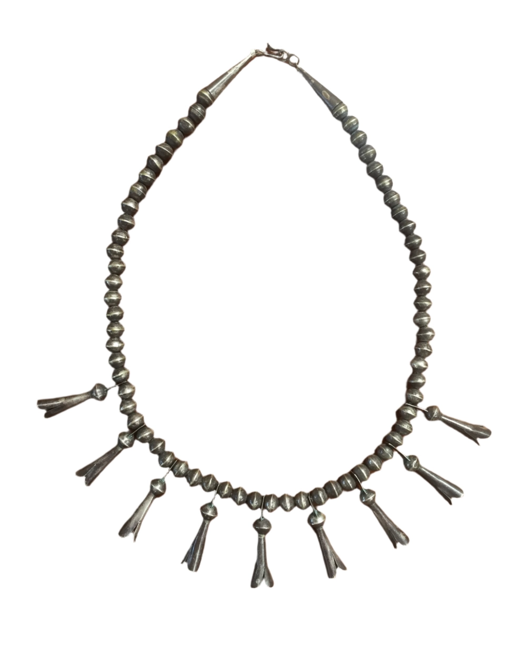 Old Pawn Ingot Silver Squash Blossom Necklace | c. 1890–1920