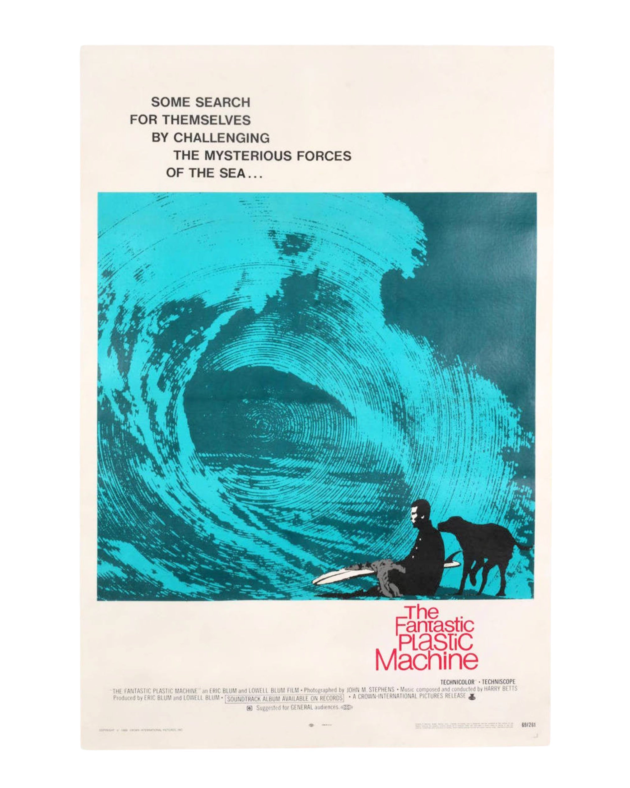 Original 1969 "The Fantastic Plastic Machine" Surf Movie Poster Full View