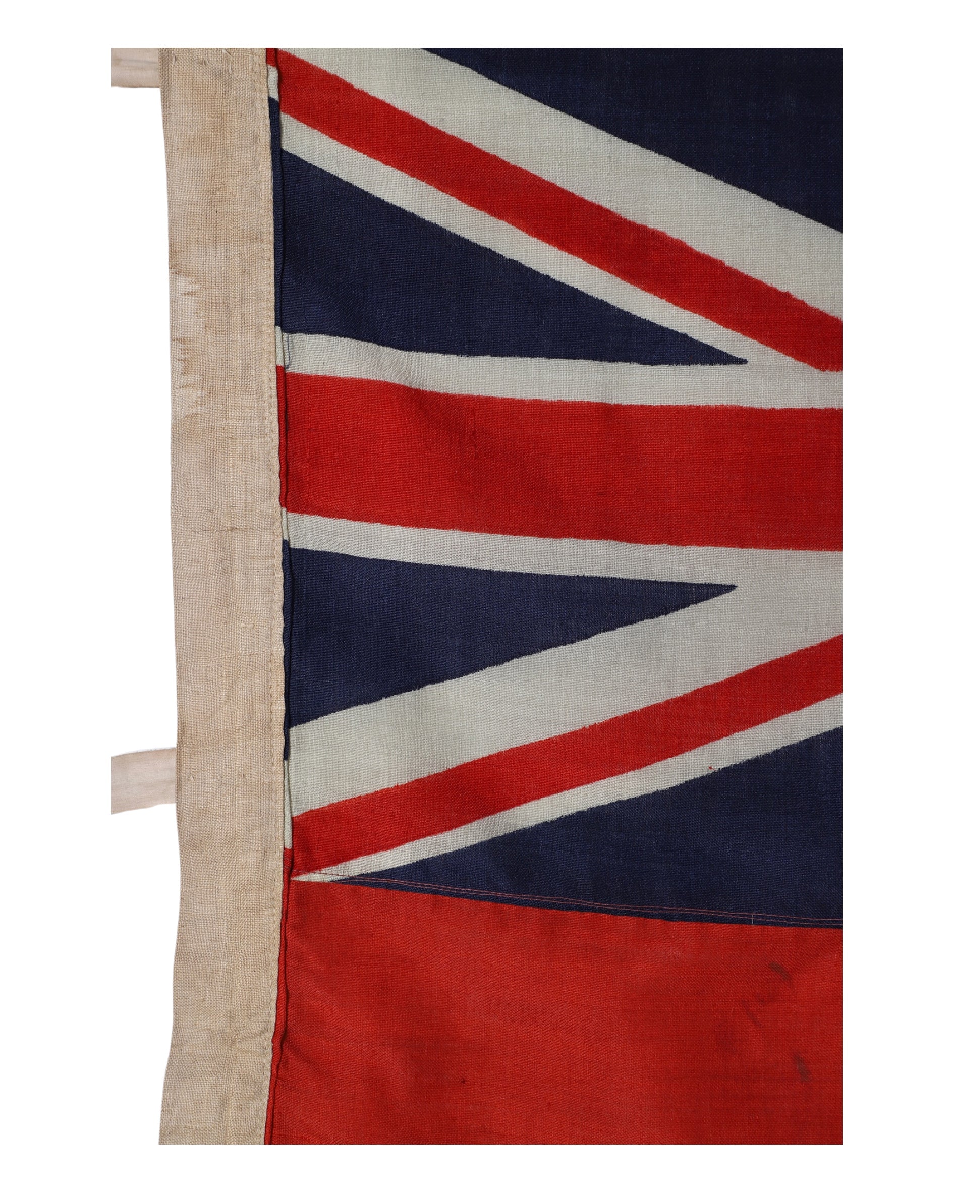 Original Antique White Squadron Flag of the Royal Navy, Great Britain (1801–1864) Close Up 1