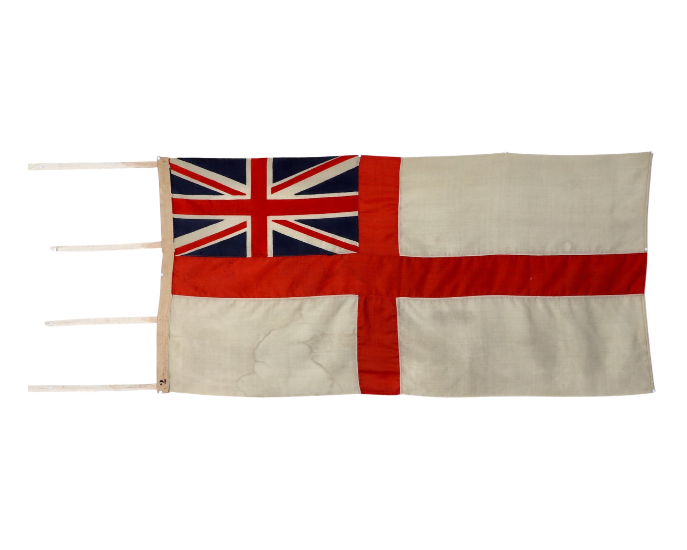 Original Antique White Squadron Flag of the Royal Navy, Great Britain (1801–1864) Full View