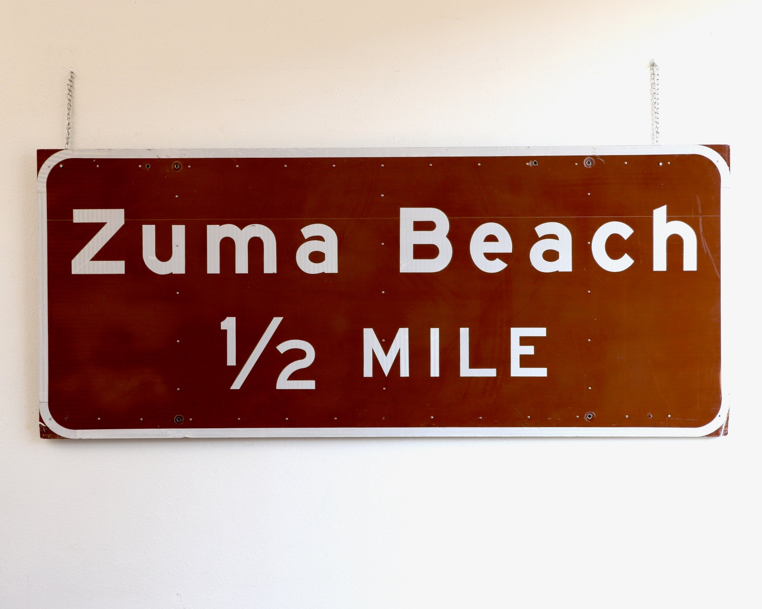 Original Zuma Beach Sign -Brown Full View