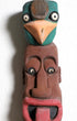 Pacific Northwest 1957 Hand Carved and Painted Totem Forward View of Head