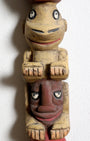 Pacific Northwest 1957 Hand Carved and Painted Totem Forward View Of Heads