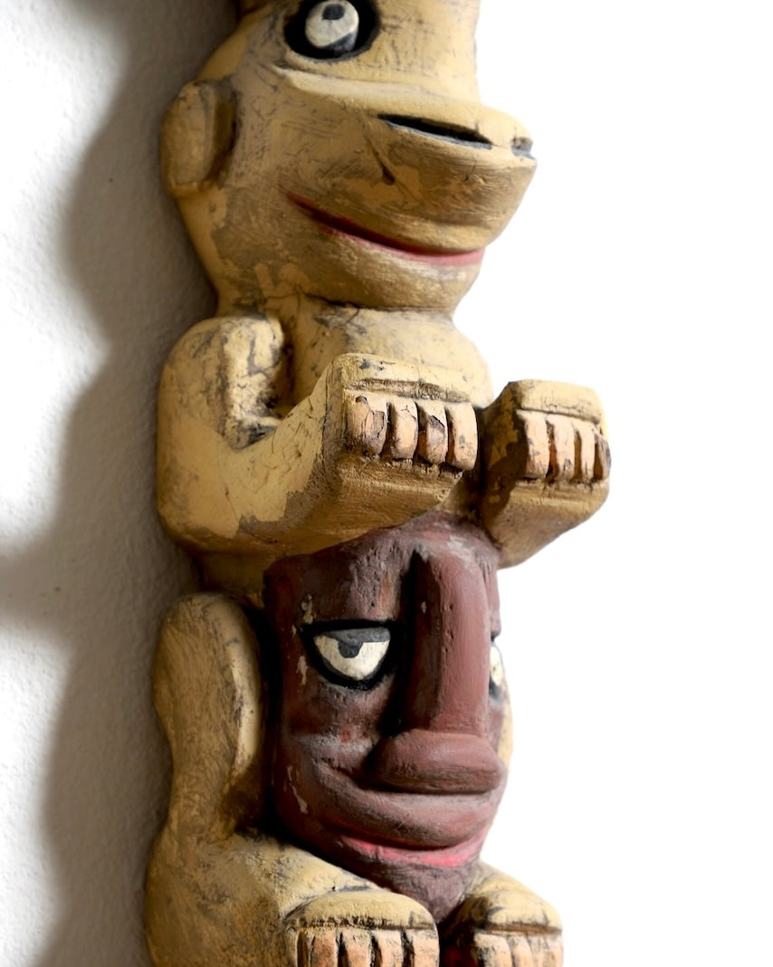 Pacific Northwest 1957 Hand Carved and Painted Totem Middle Layer of Totem View