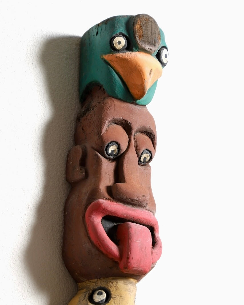 Pacific Northwest 1957 Hand Carved and Painted Totem Head View