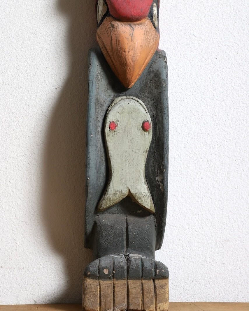 Pacific Northwest 1957 Hand Carved and Painted Totem Forward View of Bottom