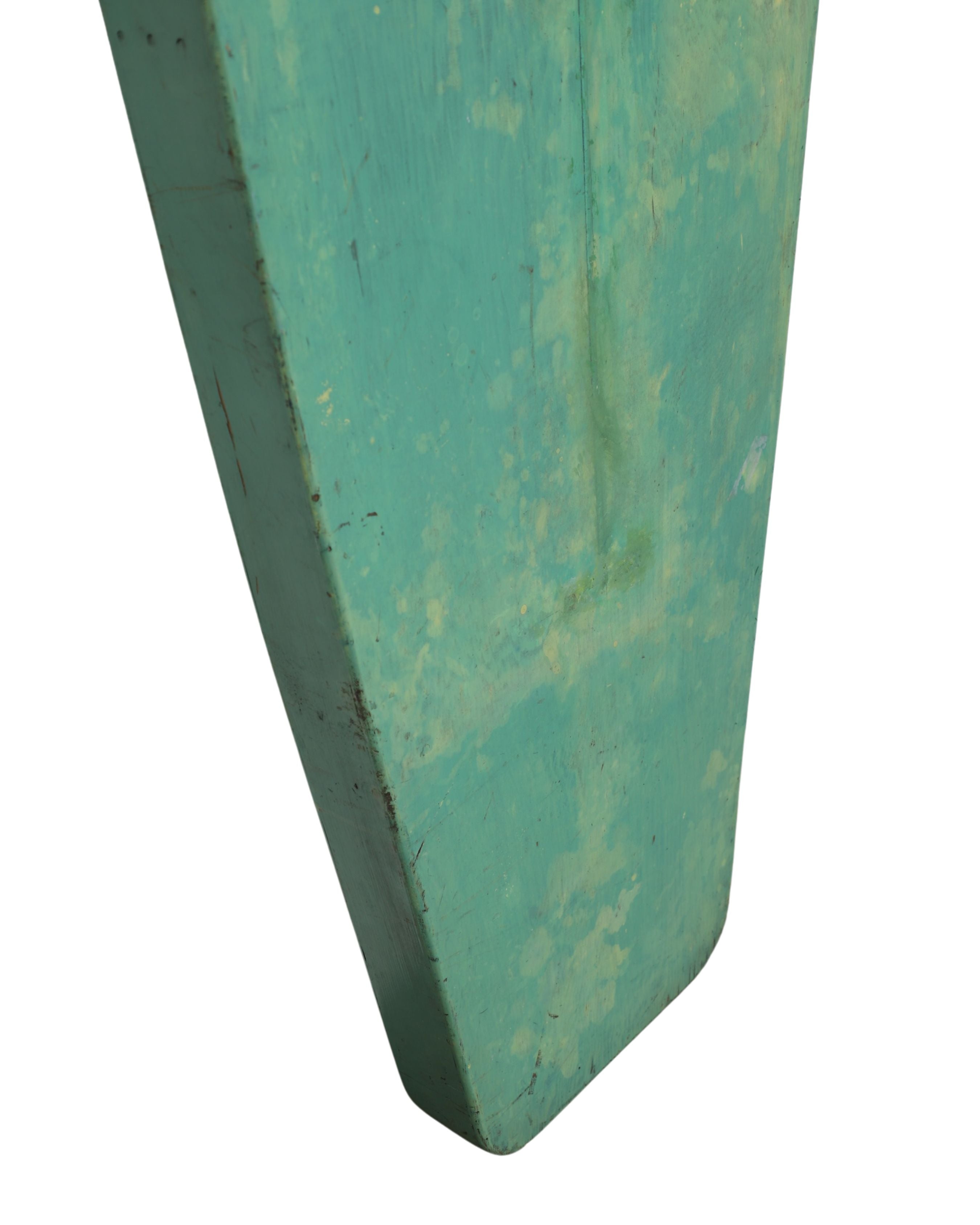 Painted Green Wood Paddleboard c. 1930s