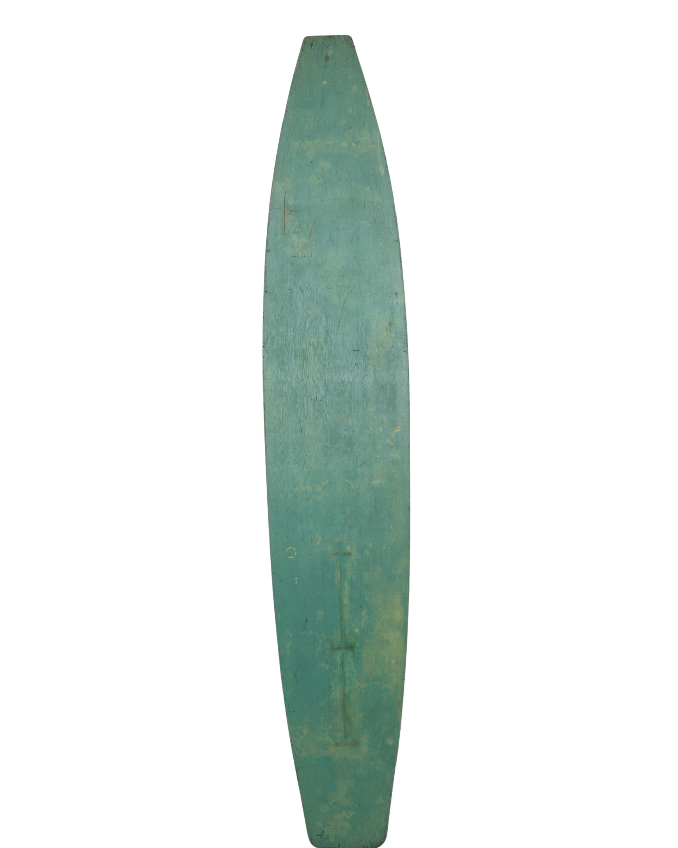 Painted Green Wood Paddleboard c. 1930s