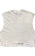  Back view of cut-off vintage 1984 Pangrenade crop T-shirt in off-white.