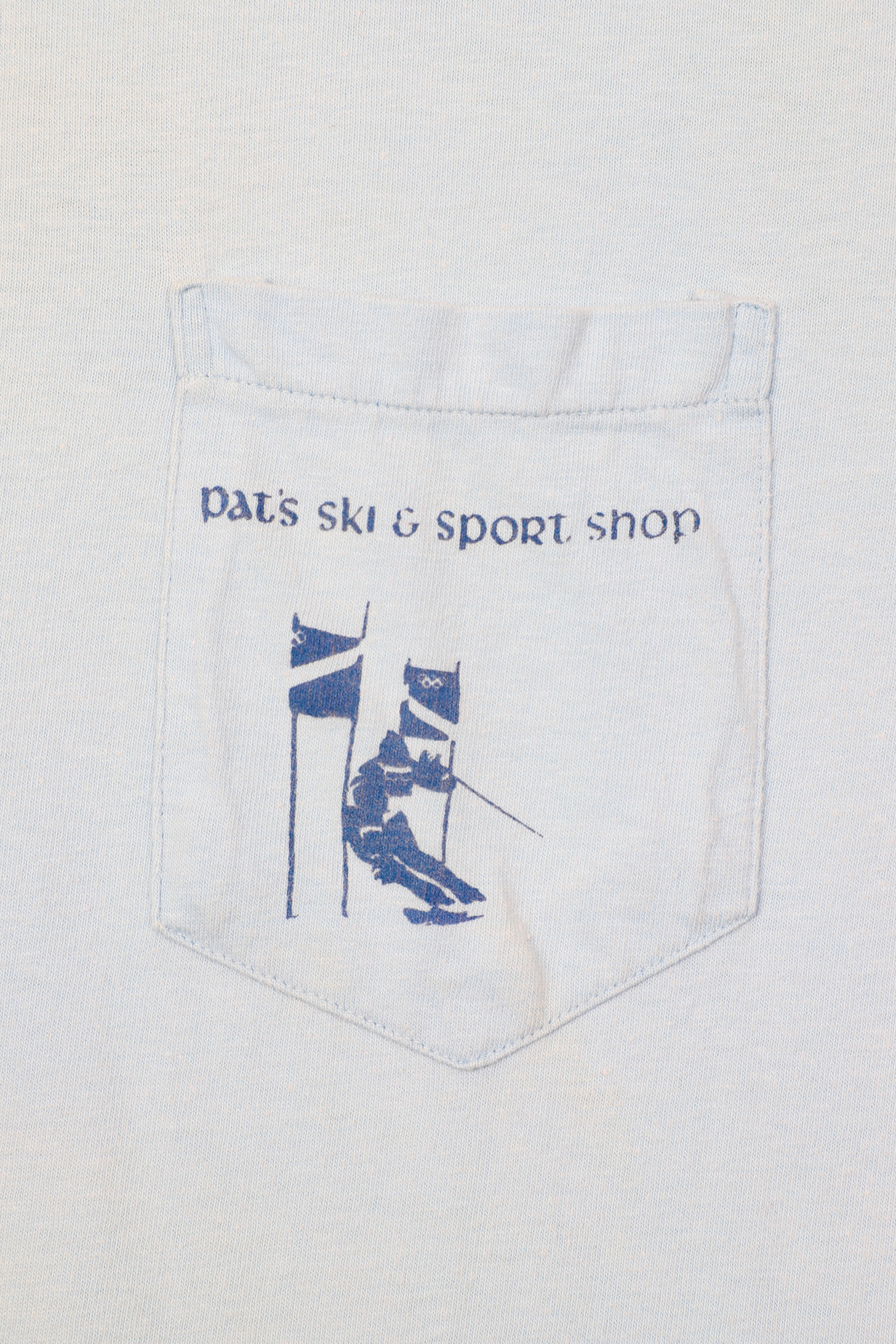 Pat's Ski & Sport Shop T-Shirt M Blue 1960s USA Close Up Pocket