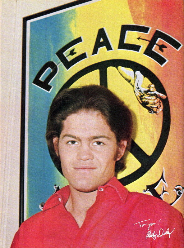 Photo of  Micky Dolenz in front of poster -