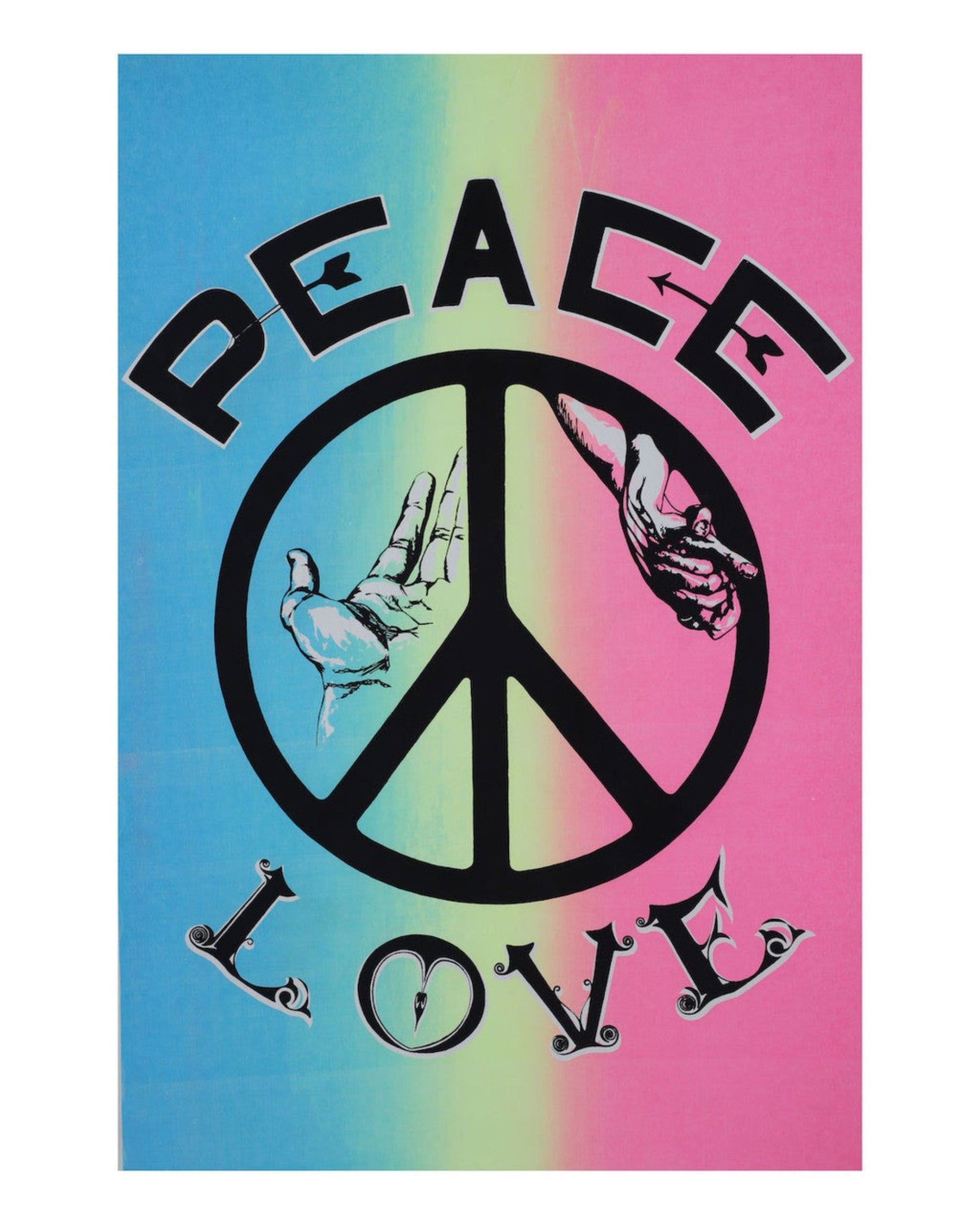 Peace Love Original 1967 Day Glo Poster