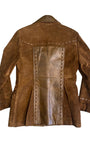 Front view of 1970s Pioneer Wear women's suede and leather jacket.