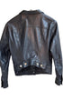 Rare Katherine Hamnett Black Leather Jacket 1980s Vintage England Back on Hanger.