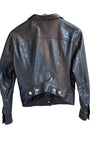Rare Katherine Hamnett Black Leather Jacket 1980s Vintage England Back on Hanger.
