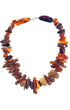 Baltic amber necklace with mixed raw and polished chips.
19-inch multicolor amber necklace with sterling silver clasp.