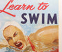 Red Cross Swim Poster and Kick-board 1940s 2 Piece Set Close Up