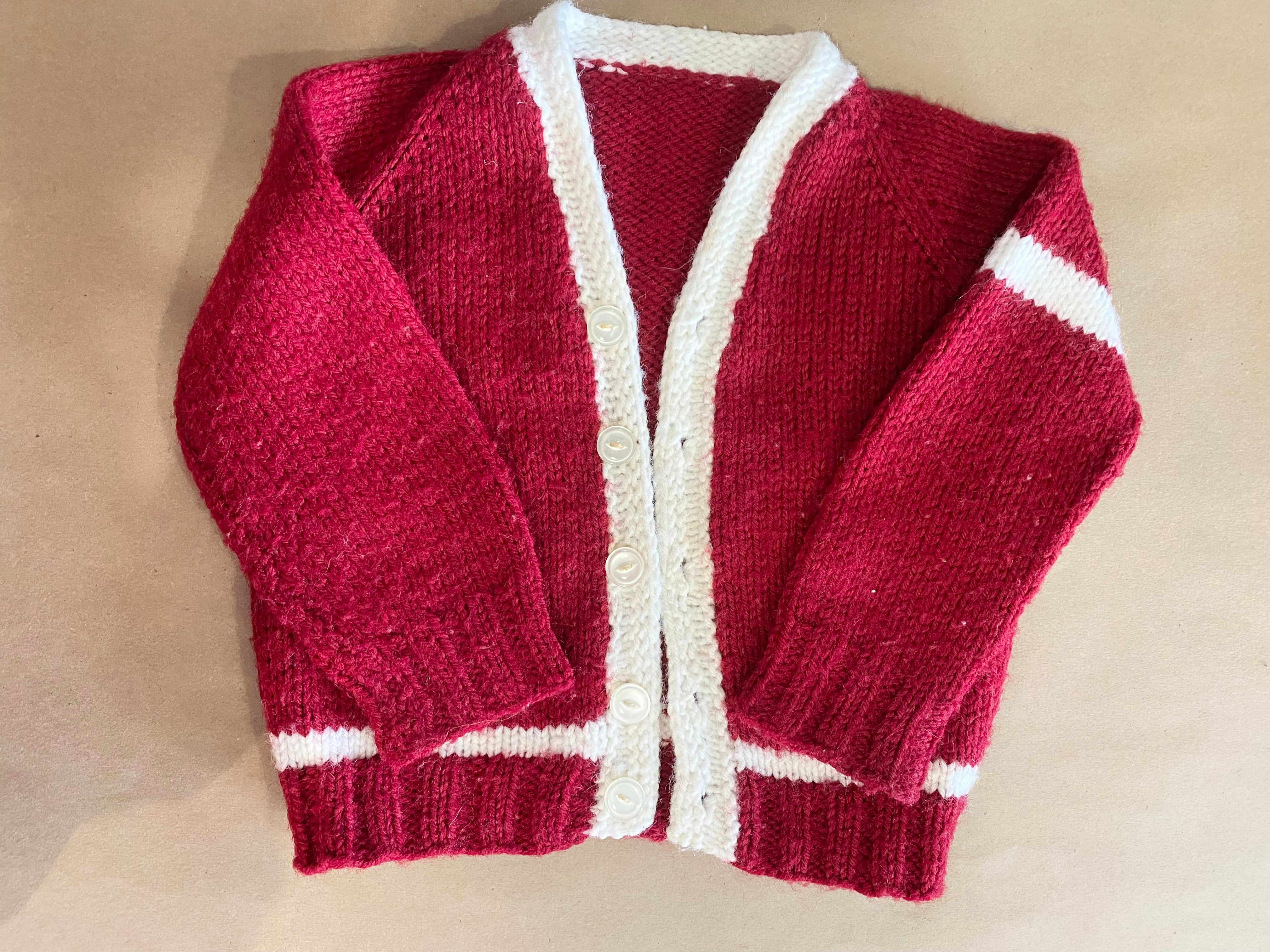 Red + White 1960s Toddler Cardigan