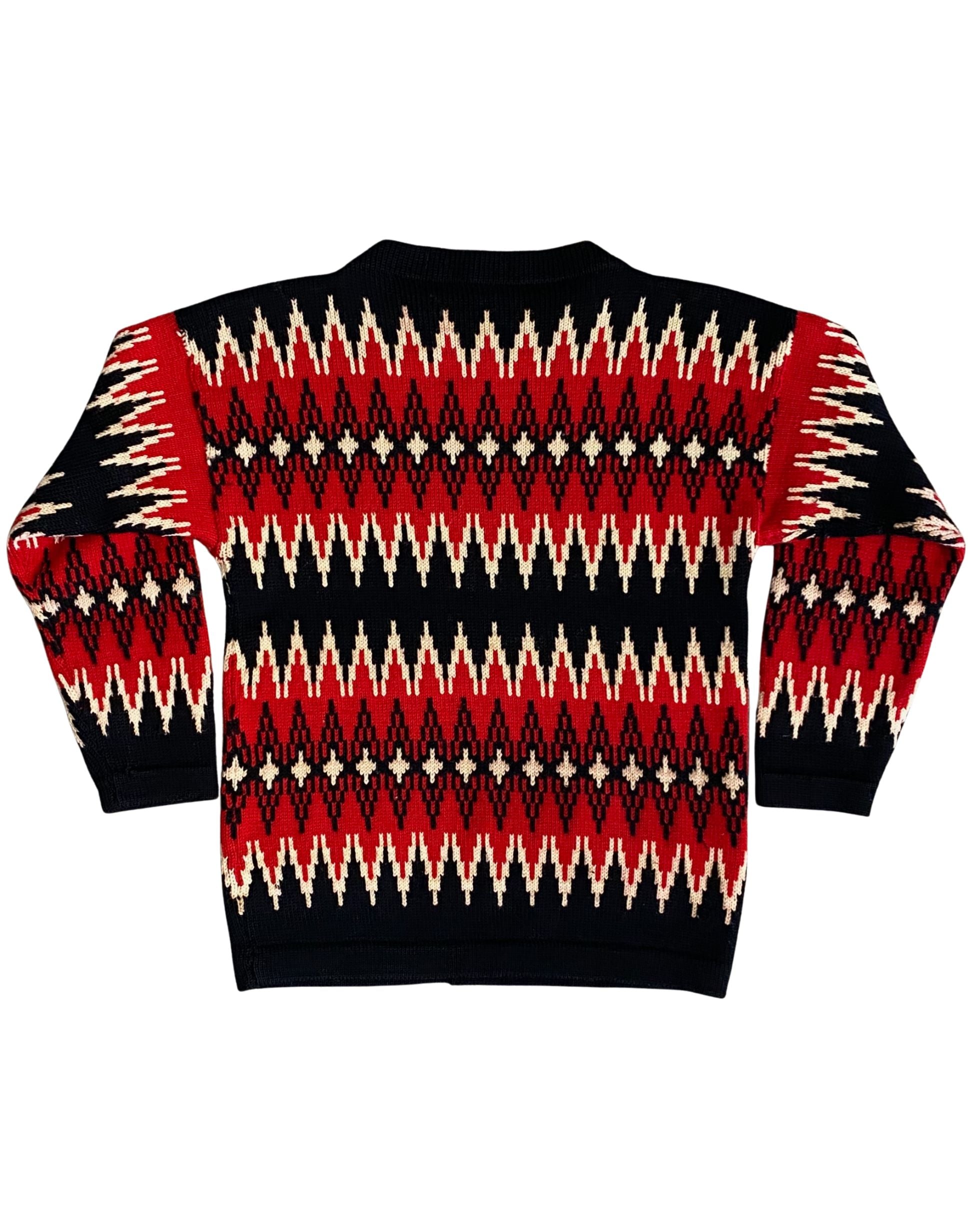 Wool Sweater Red, Black, White MEDIUM 1970s