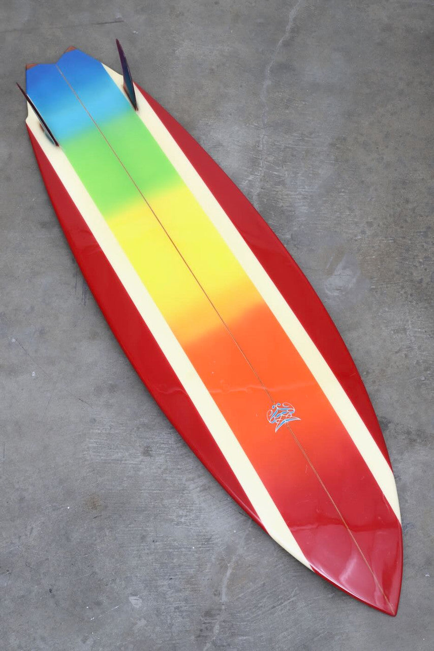 Robert August Surfboard Early 1970s Twin Fin Fully restored Rocket 6 ft 10 in