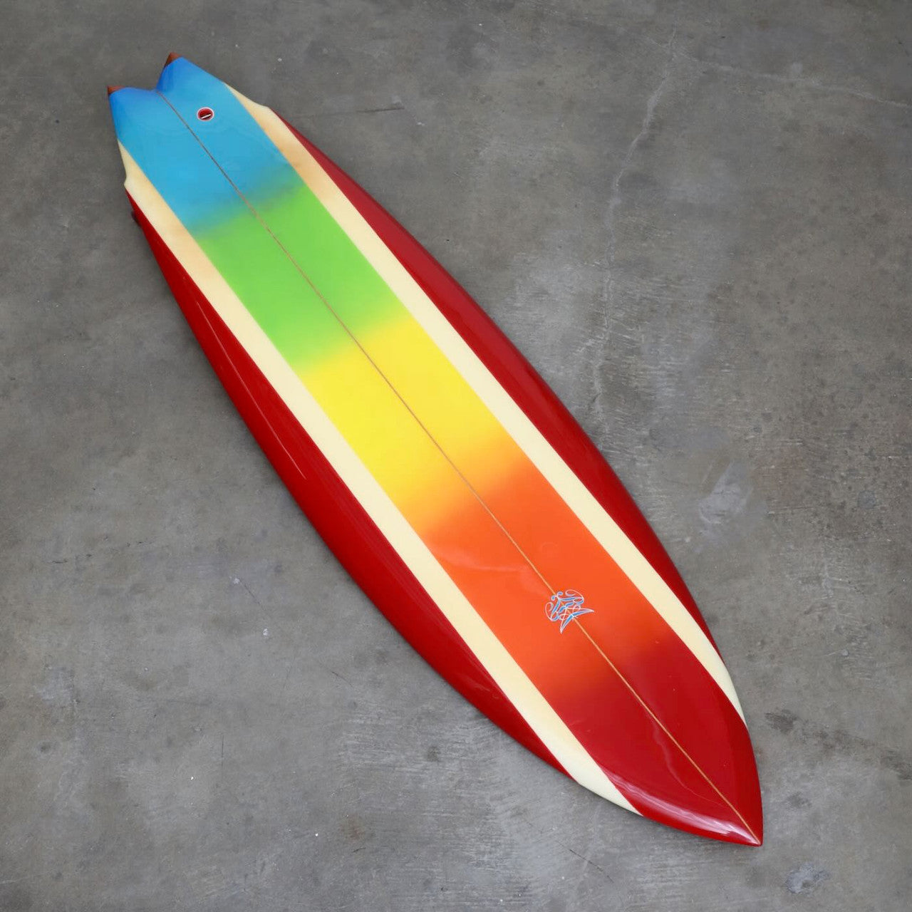 Robert August Surfboard Early 1970s Twin Fin Fully restored Rocket 6 ft 10 in