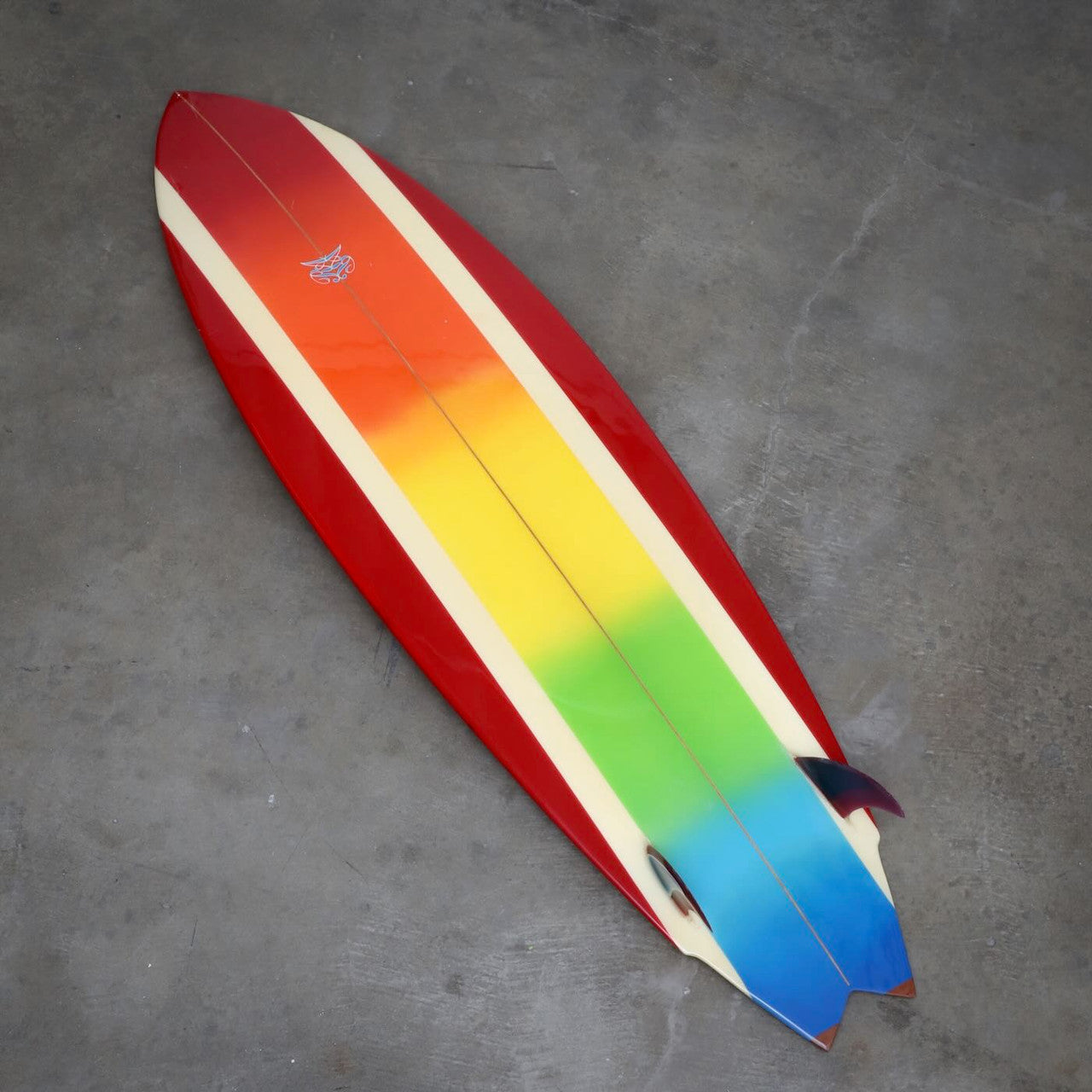 Robert August Surfboard Early 1970s Twin Fin Fully restored Rocket 6 ft 10 in