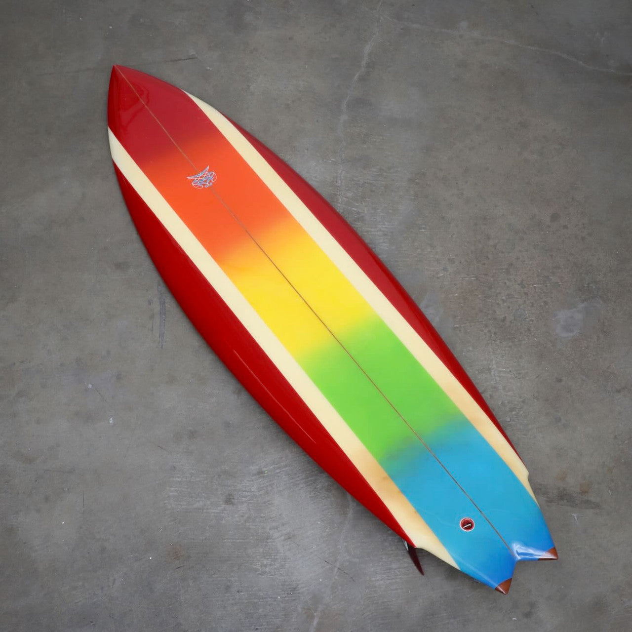 Robert August Surfboard Early 1970s Twin Fin Fully restored Rocket 6 ft 10 in