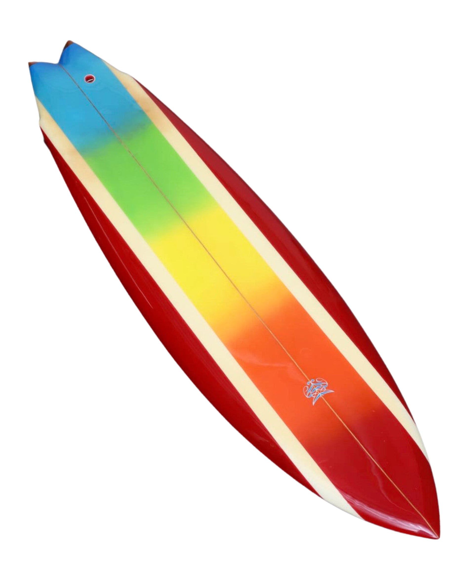 Robert August Surfboard Early 1970s Twin Fin Fully restored Rocket 6 ft 10 in