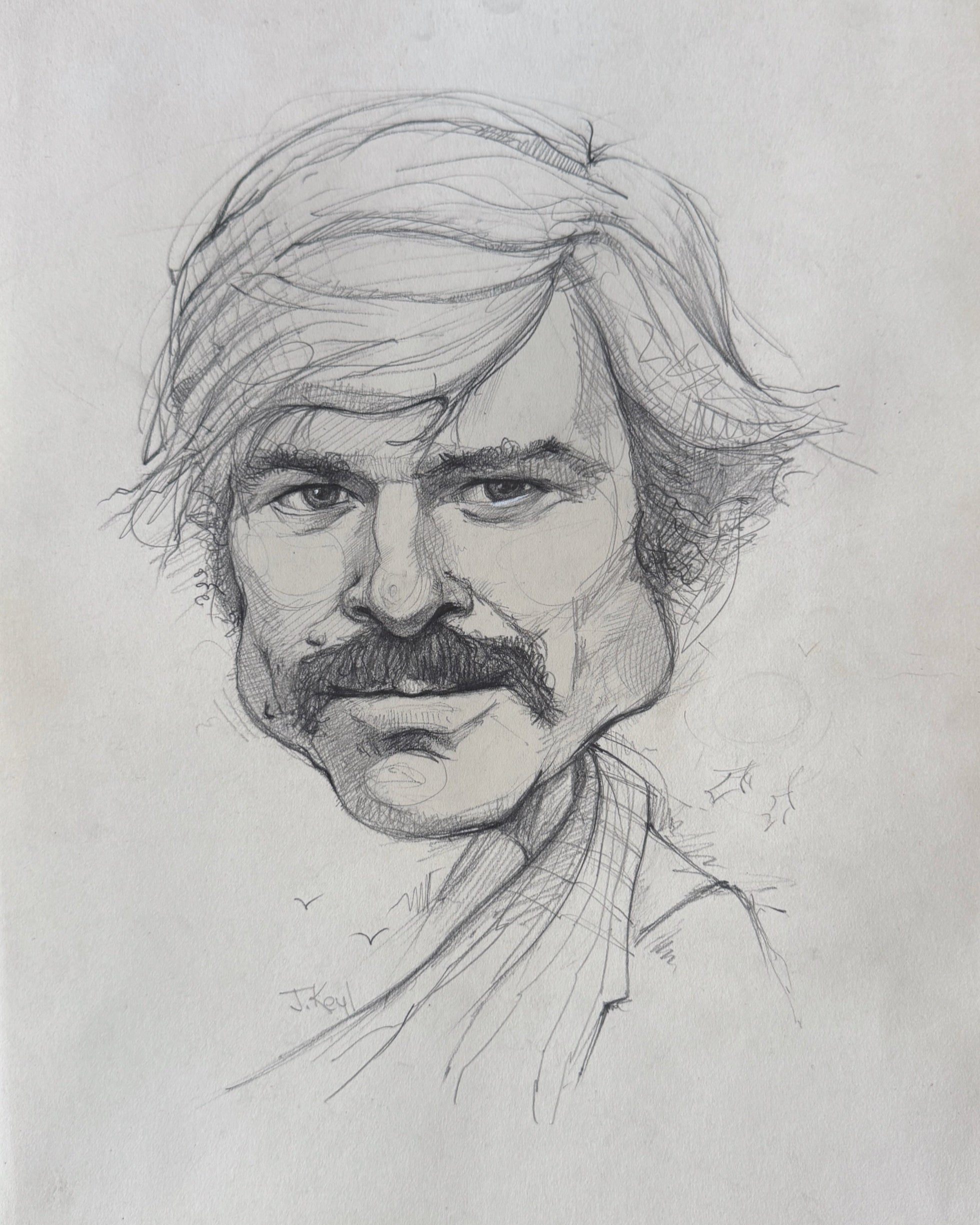 Original 1979 pencil caricature of Robert Redford by Jim Van der Keyl.