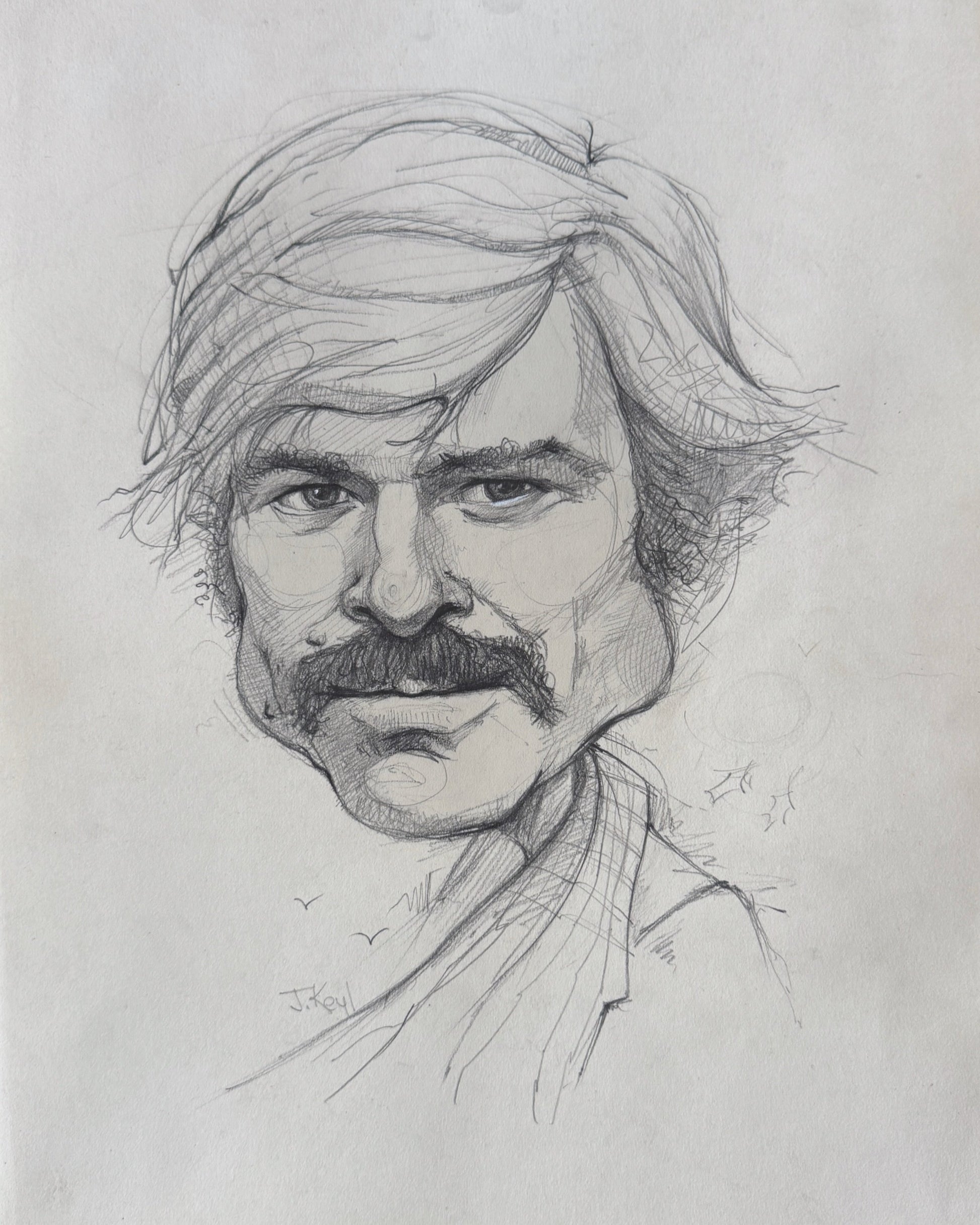 Original 1979 pencil caricature of Robert Redford by Jim Van der Keyl.