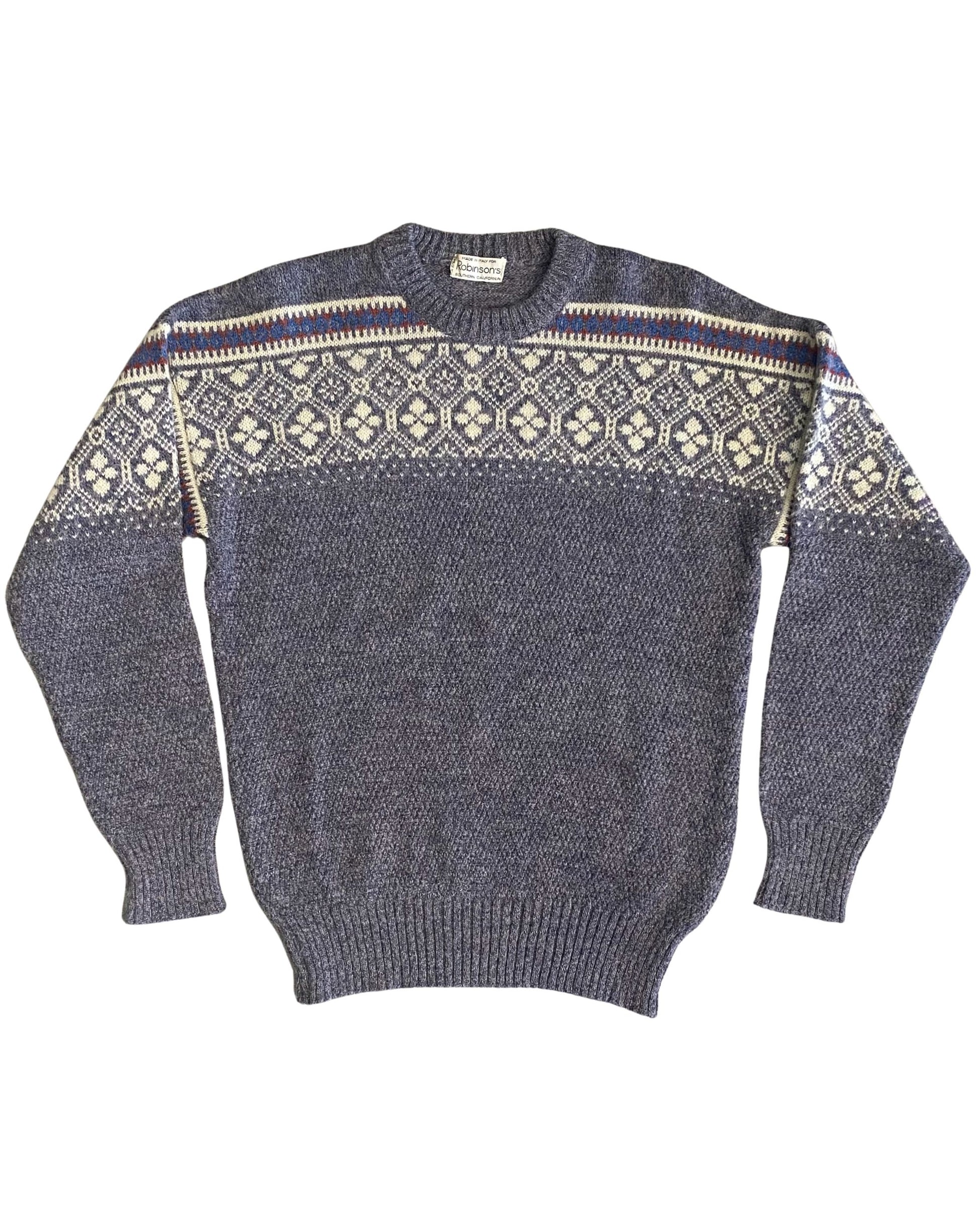 Robinson’s Nordic Sweater Grey Blue Beige 1970s Italy – M