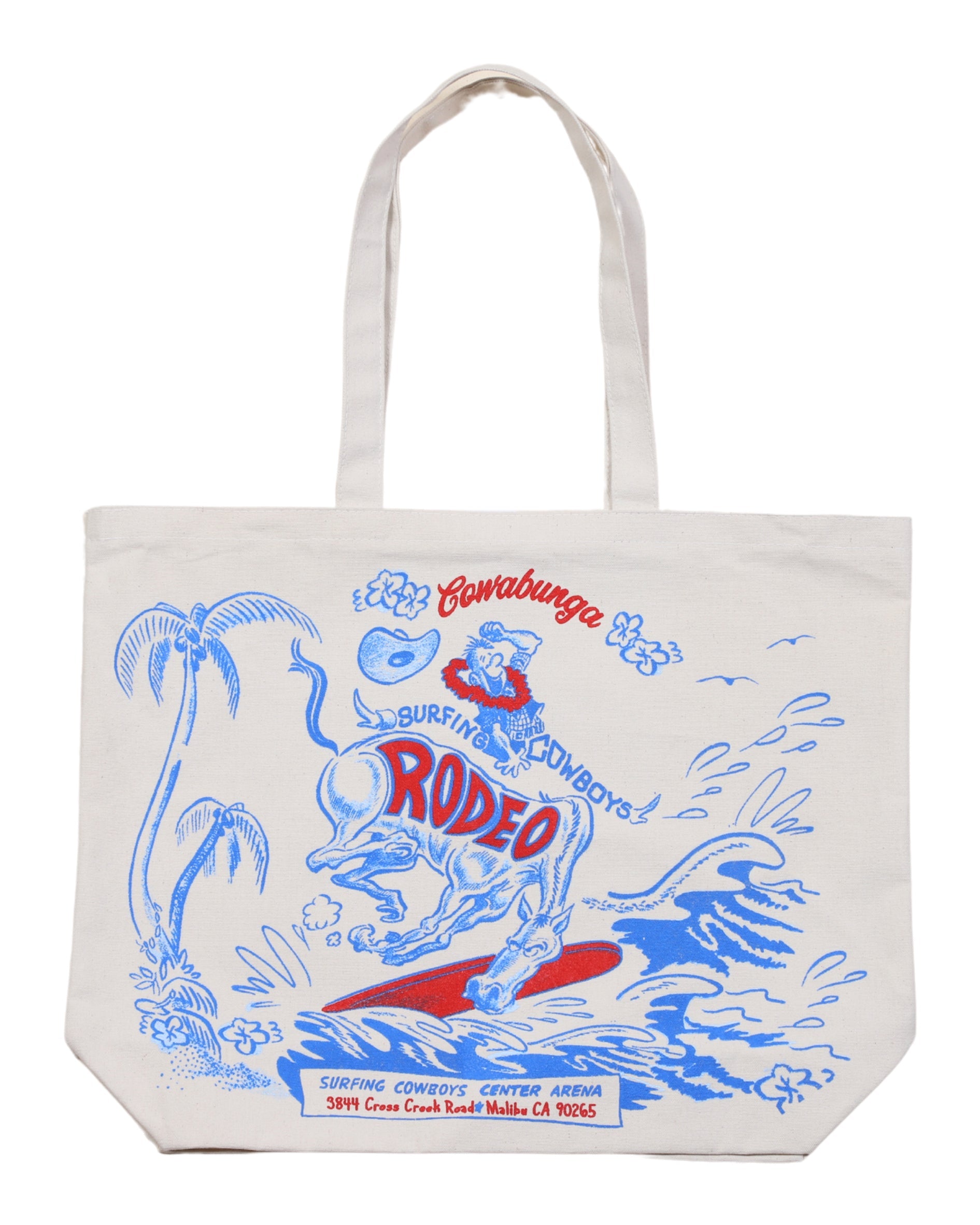 Surfing Cowboys Rodeo Tote Bag Made in California.