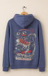 Blue hoodie with a rodeo graphic on a beige background