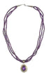 Russell Sam Navajo Sterling Silver and Amethyst Beaded Necklace 22 in, Late 20th Century. 