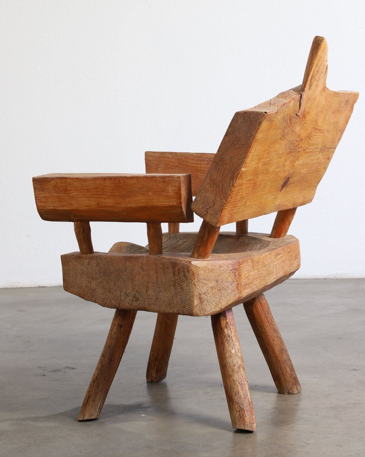 Rustic Wood Chair and Table Set 1960s Mexico Chair Side View