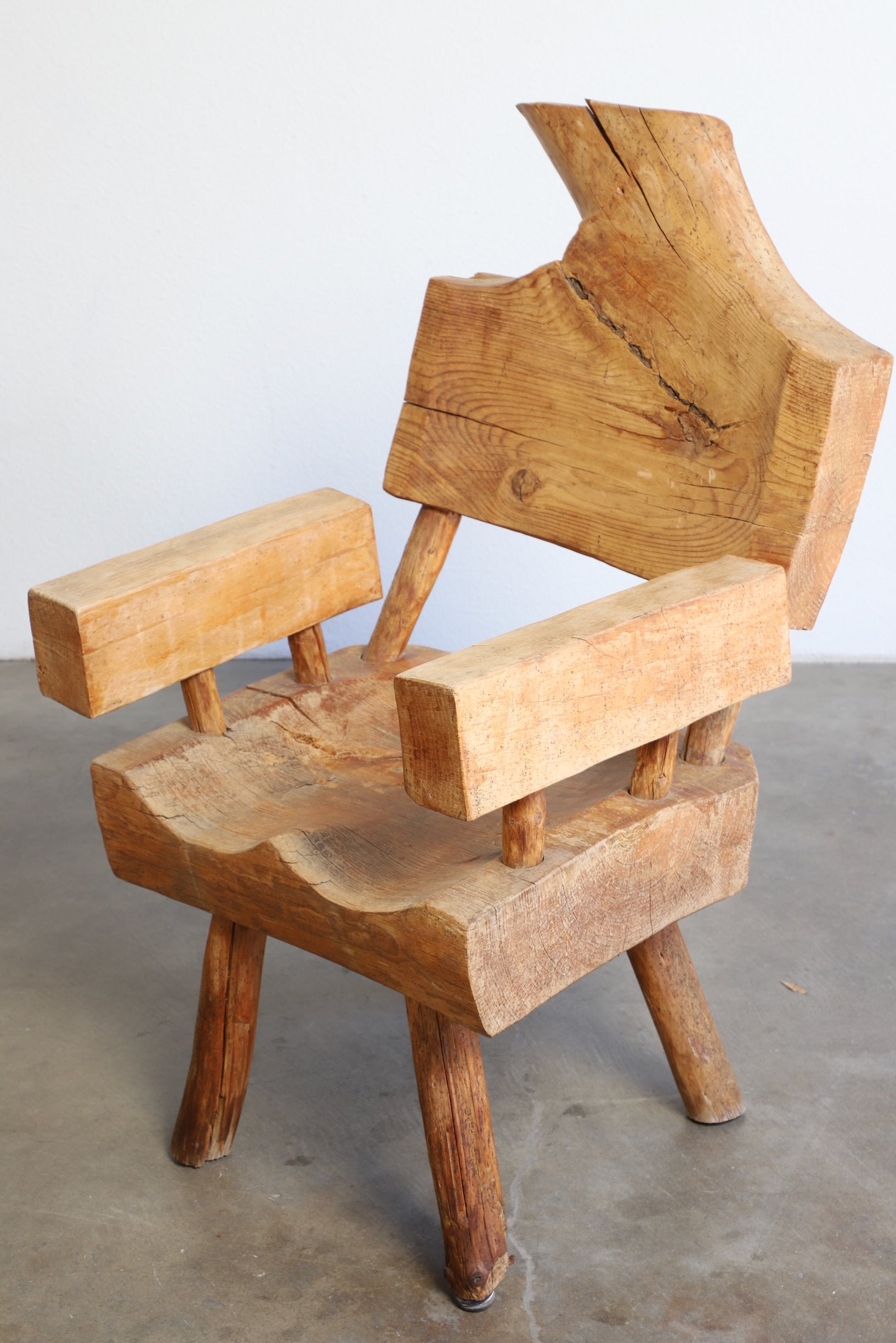 Rustic Wood Chair and Table Set (1960s, Mexico)