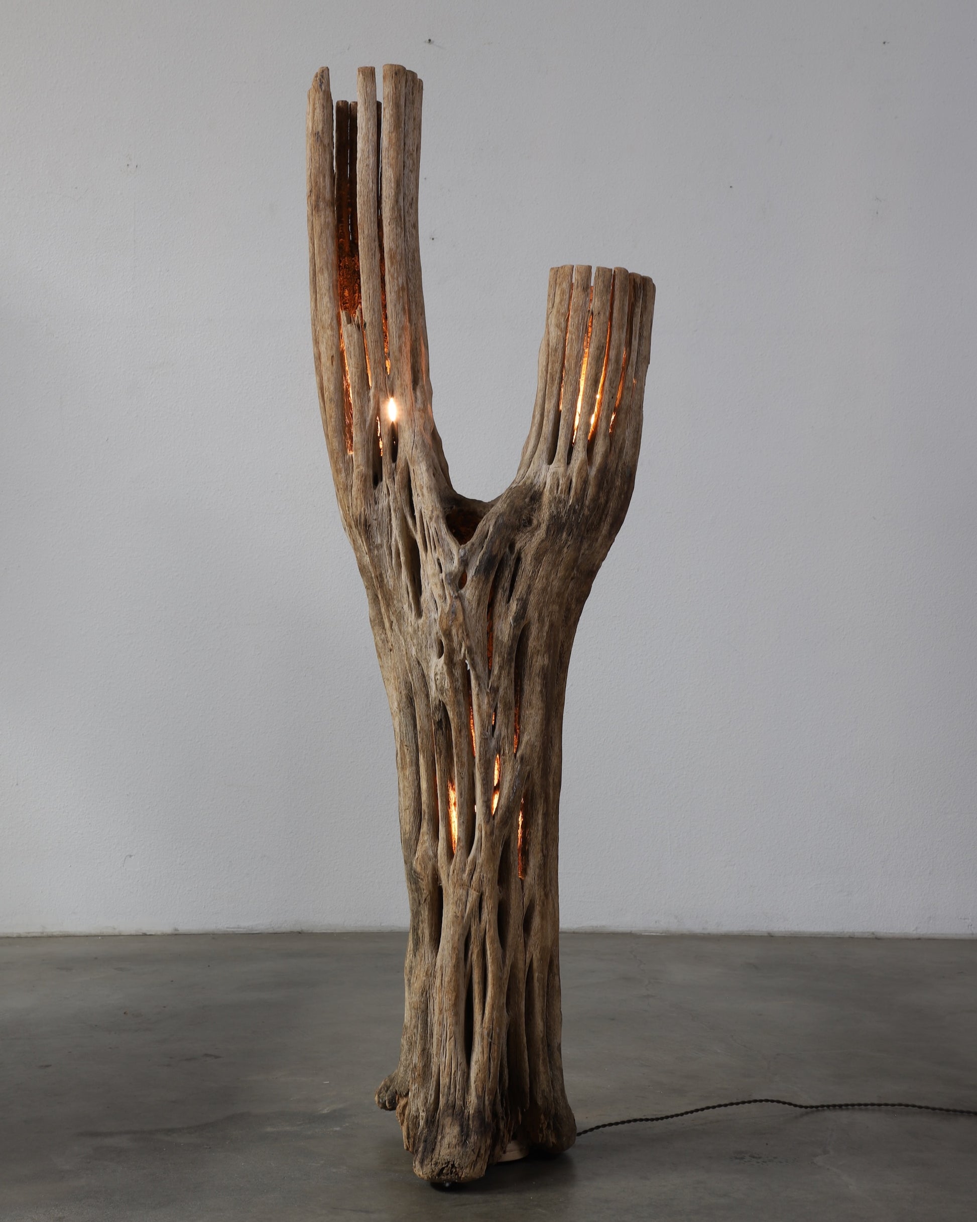 Saguaro Skeleton Cactus Floor Lamp – 6' Tall Vintage Natural Sculptural Light