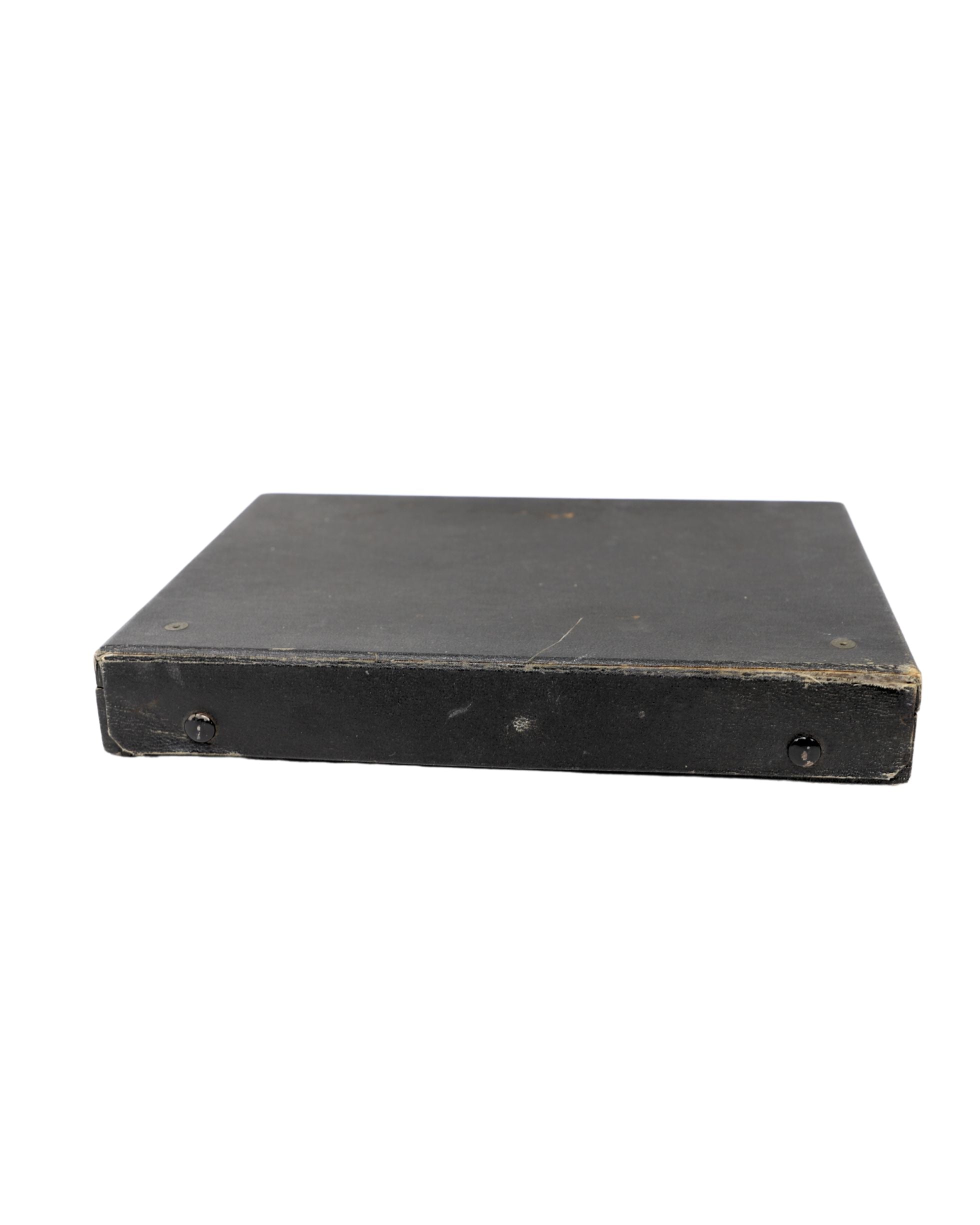 Closed black Hook-Fast salesman case from 1958.