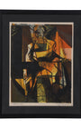 "Seated Woman" Abstract Screen Print by John Bean (1950) Full View