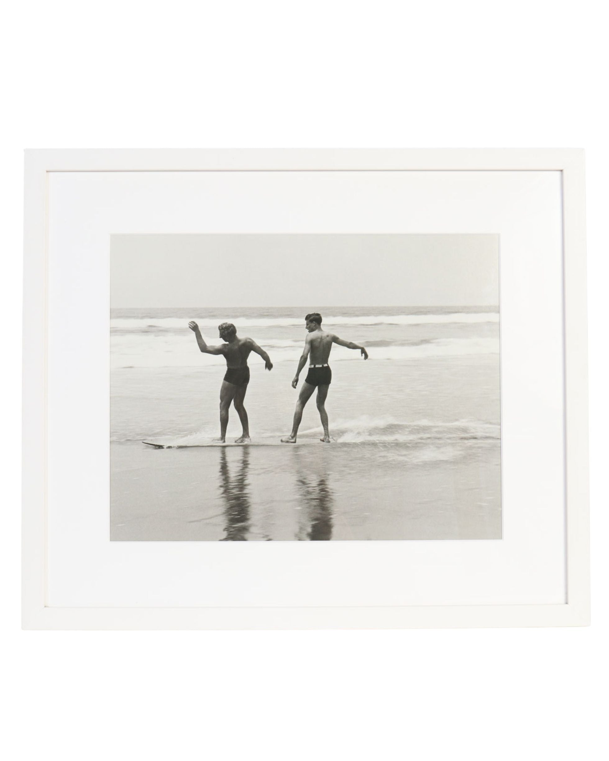 Santa Monica Twins Tandem Skimboarding, c.1930s — Archival California Surf Photograph